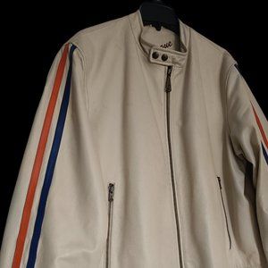 L🧥RARE Vintage Rogue Leather Reilly Olmes Cream Jacket Moto Biker